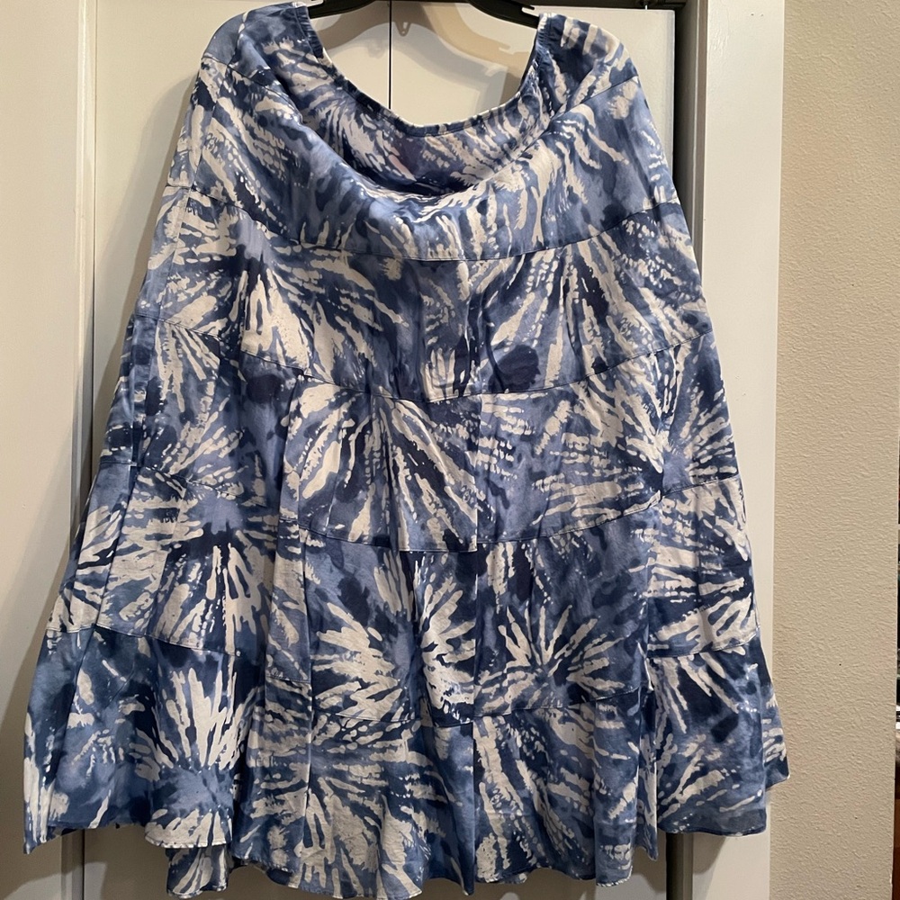 Ruby Rd. Blue and White Floral Pattern Skirt